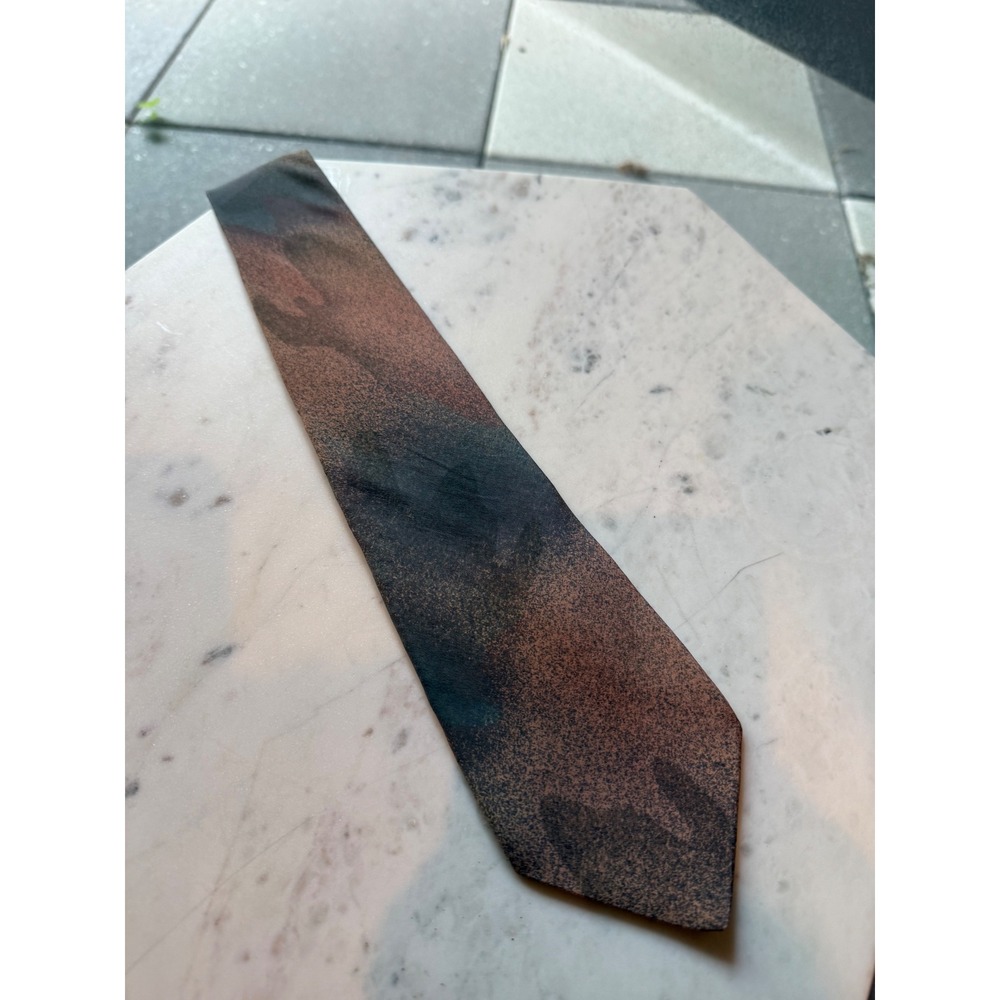 Pierre Balmain Silk Abstract Tie Vintage Brown Copper Hand Made Italy Mens